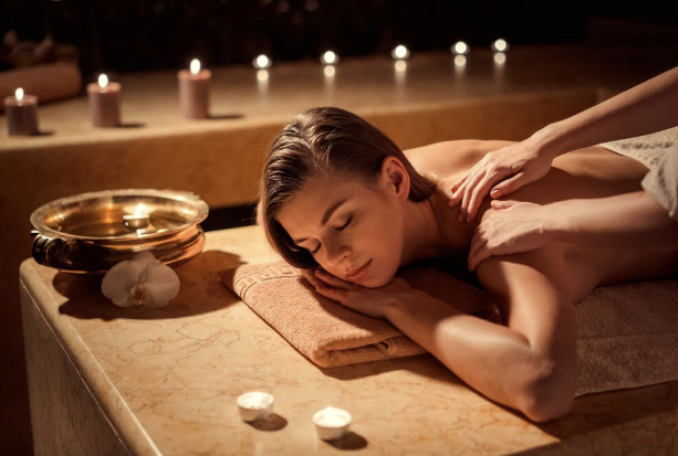 Woman getting a massage in a Eureka Springs spa