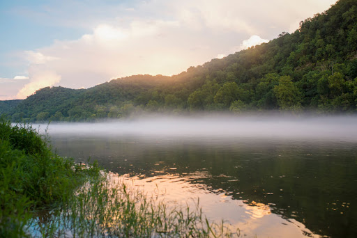 Mist over the White River in the Ozark Mountains of Northwest Arkansas.